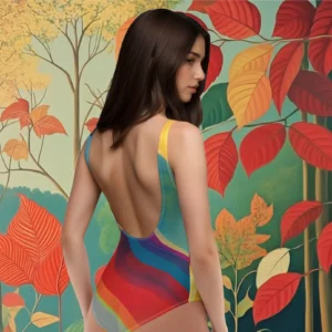 Wavy silk-effect one-piece swimsuit