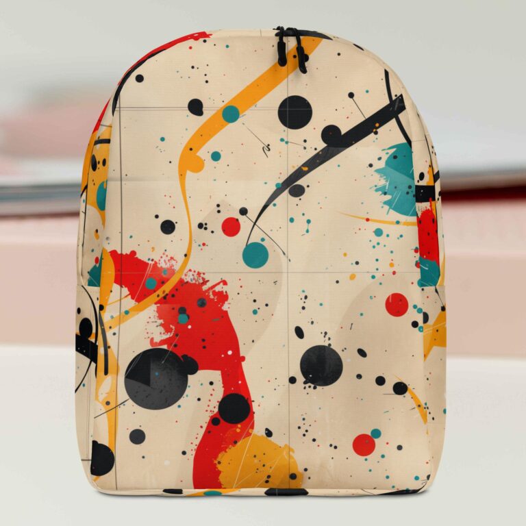 Color splash minimalist backpack with open compartments, showcasing laptop sleeve and water-resistant design