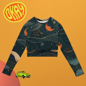 Stellar Vibes crop top eco-friendly space style.