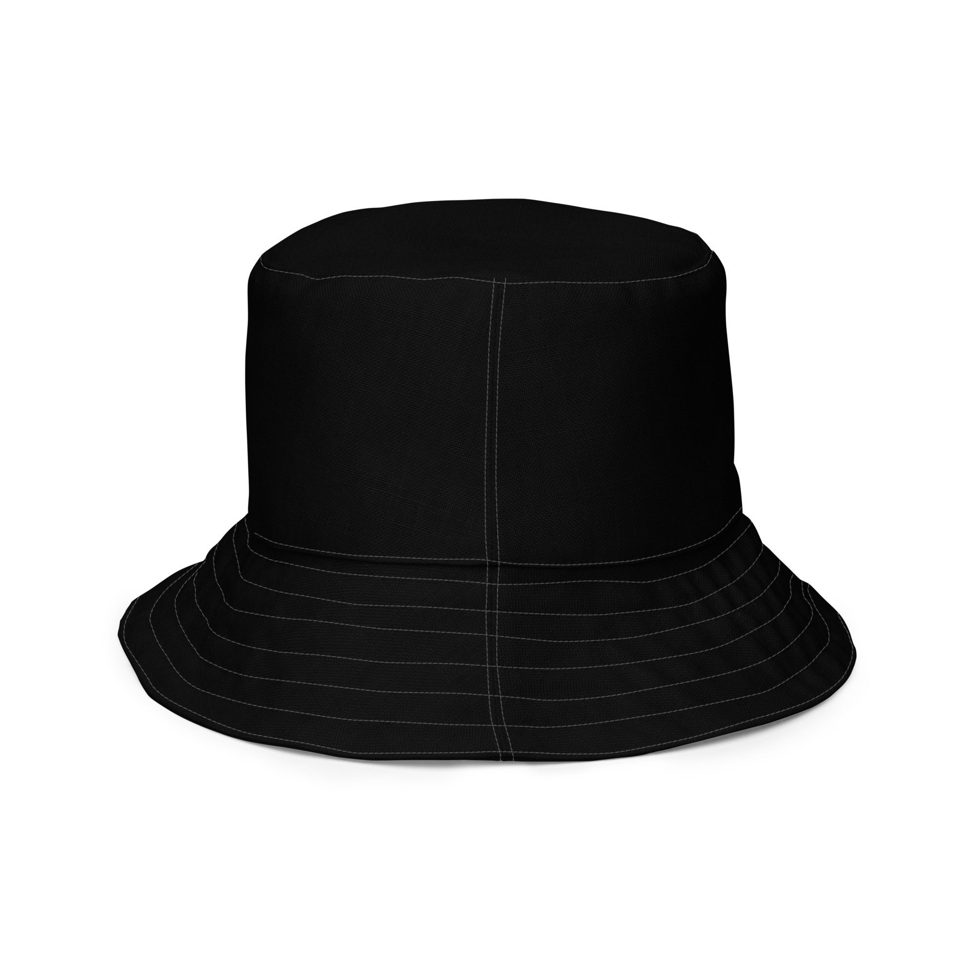 black and white reversible bucket hat with Wavy lines