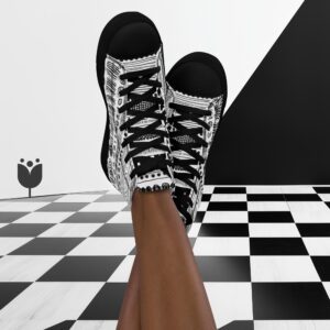 Sneakers de caña alta para mujer – Cenefa en Negro