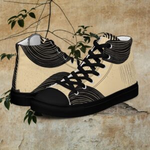Sneakers de caña alta de mujer – Negro en Beige