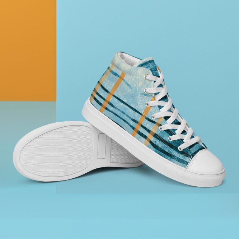 Sneakers de caña alta para mujer lineas azules
