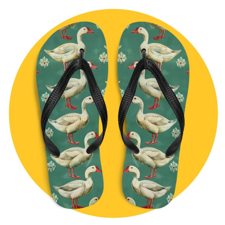 Vintage Flip-Flops with ducks illustration