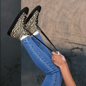 Wavy Black and White – women’s high top canvas shoes