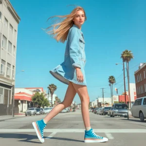 Sneakers de caña alta para mujer – Retro Blue